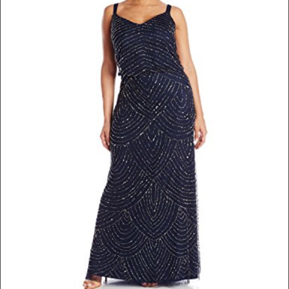 *Prom season* Navy beaded Adrianna Papell gown